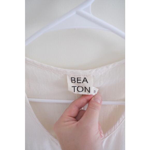 Beaton Linen Pocket Jumpsuit Womens S White Relaxed Boho Lagenlook Coastal - Picture 2 of 10